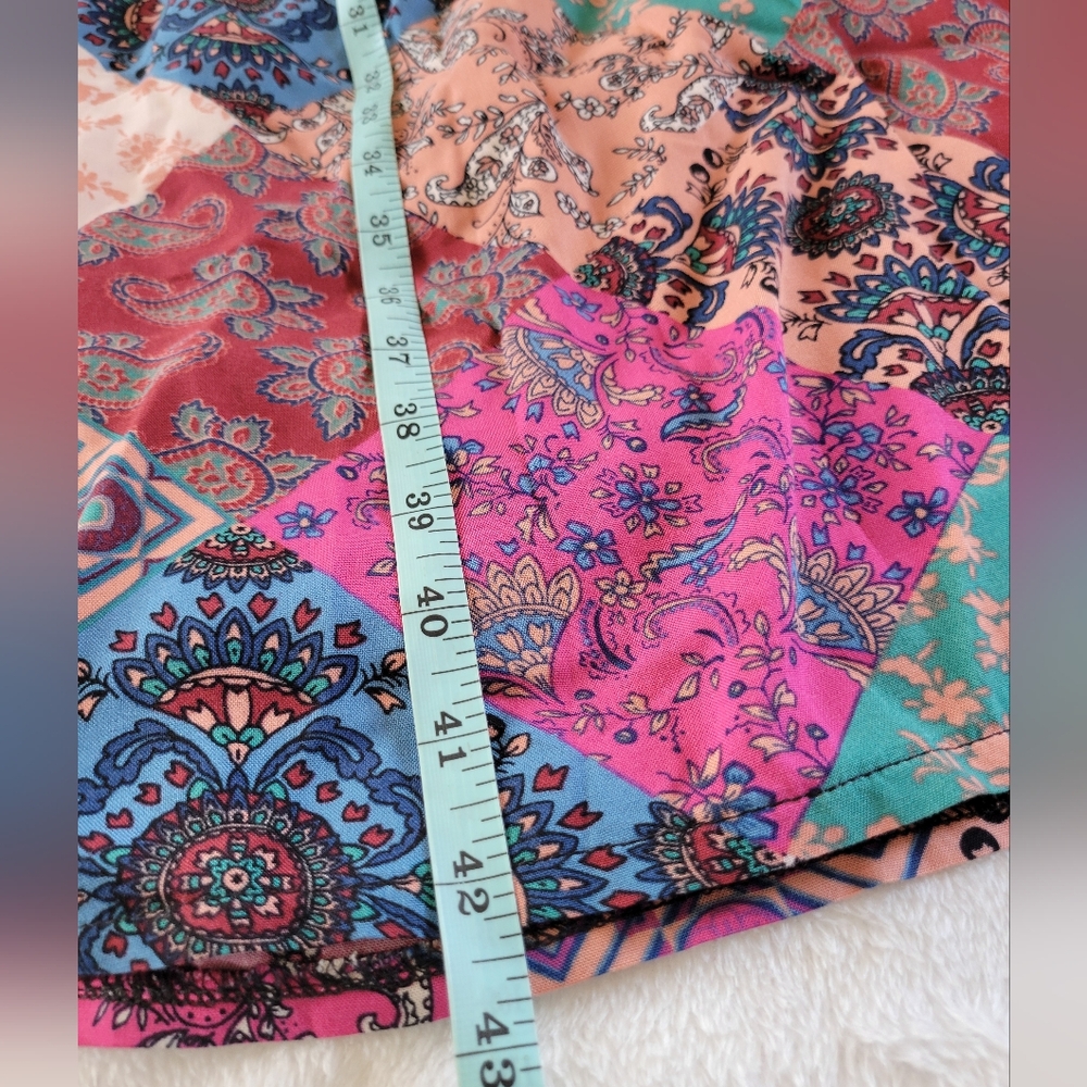 Haley Solar | NWOT Pretty Colorful Boho Chic Patchwork Midi Dress - Picture 10 of 14
